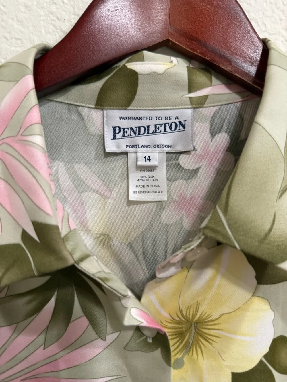 Pendleton Tropical Floral Silk-Cotton Blend Button Down Long Sleeve Shirt - Picture 3 of 13
